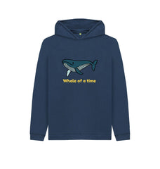 Navy Blue Whale of a time Children's Organic Cotton Hoody