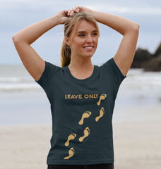 Leave Only Footprints Women's Scoop Neck Organic Cotton T-shirt