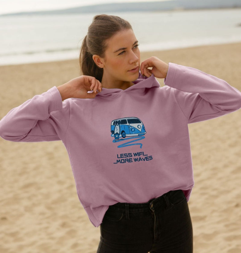 Coral Blue Surf Van Women's Relaxed Fit Organic Cotton Hoody