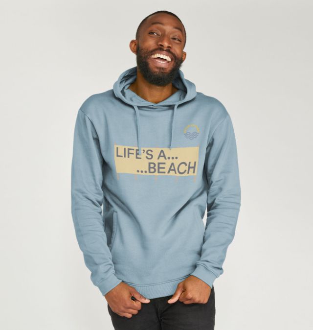 Light Heather Life's a Beach Windbreak Organic Cotton Hoody