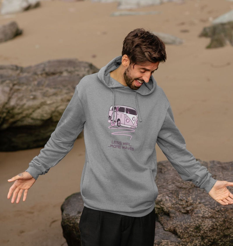 White Pastel Pink Surf Van Organic Cotton Hoody