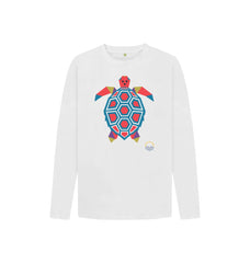 Navy Blue Tantalising Turtle Children's Organic Cotton Long Sleeve T-shirt