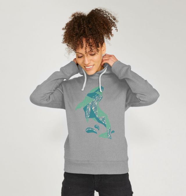 Light Heather Whale Women's Organic Cotton Hoody