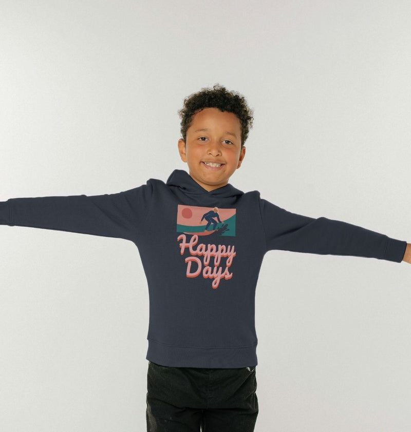 Navy Blue Happy Days Surf Children's Organic Cotton Hoody