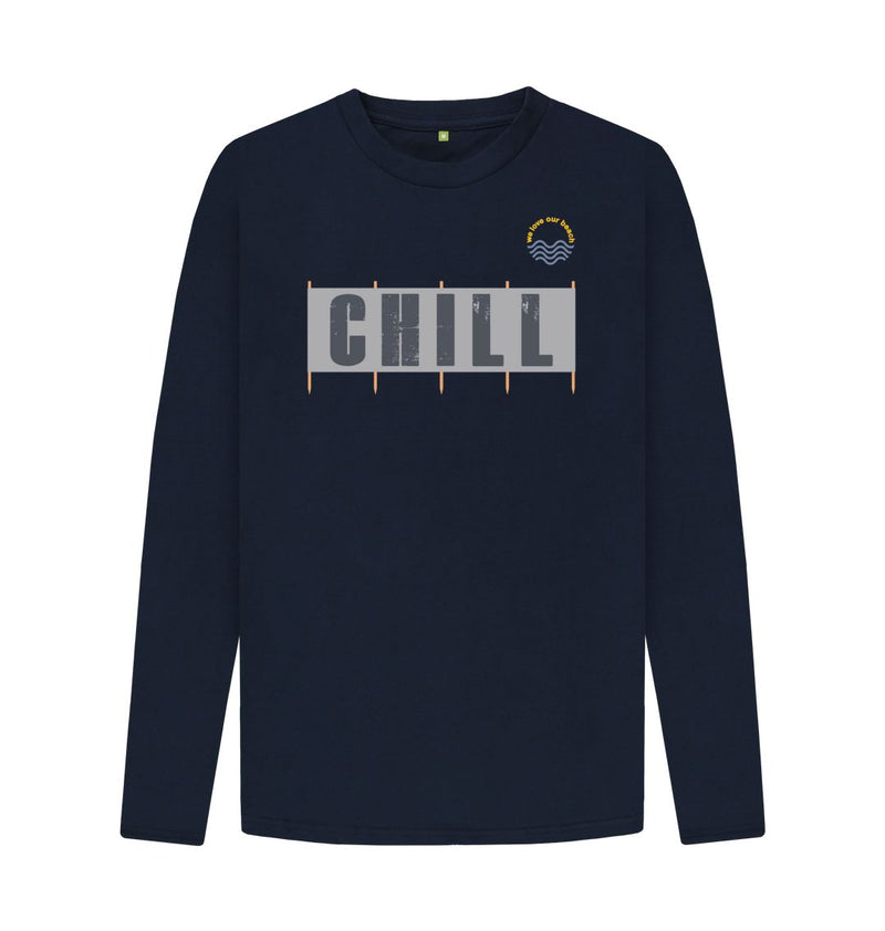 Navy Blue Chill Windbreak Organic Cotton Long Sleeve T-shirt