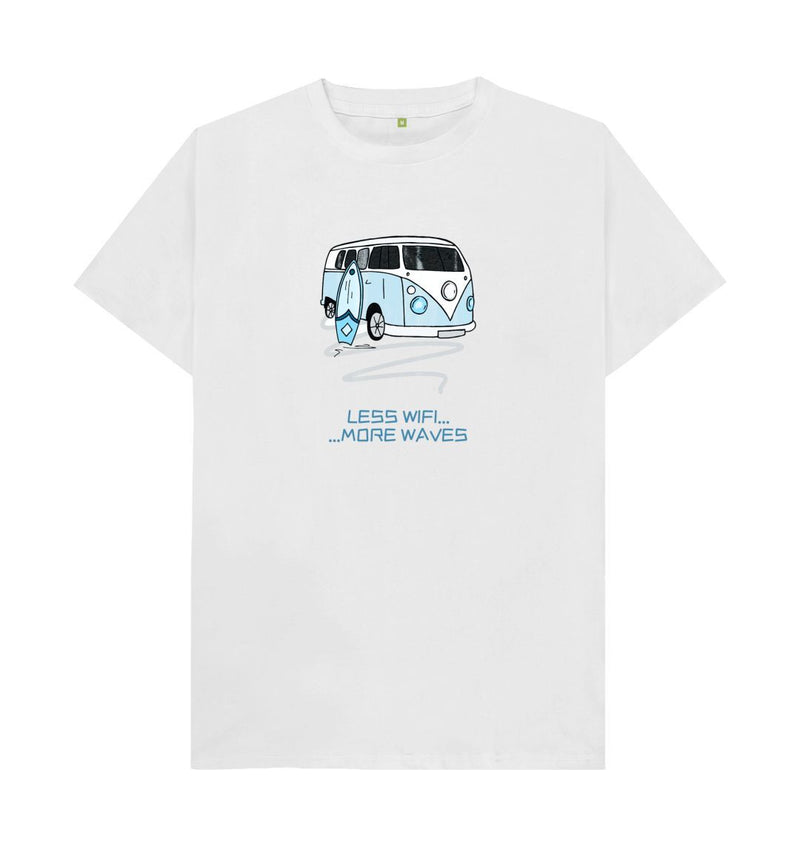 White Pastel Blue Surf Van Organic Cotton T-shirt