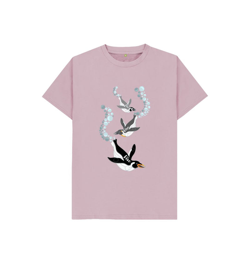 White Dive Dive Dive Penguin Children's Organic Cotton T-shirt