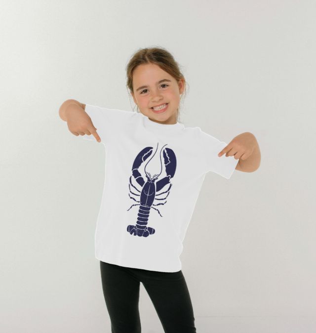 Bright Blue Lively Lobster Children's Organic Cotton T-shirt