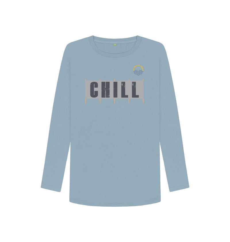 White Chill Windbreak Women's Organic Cotton Long Sleeve T-shirt