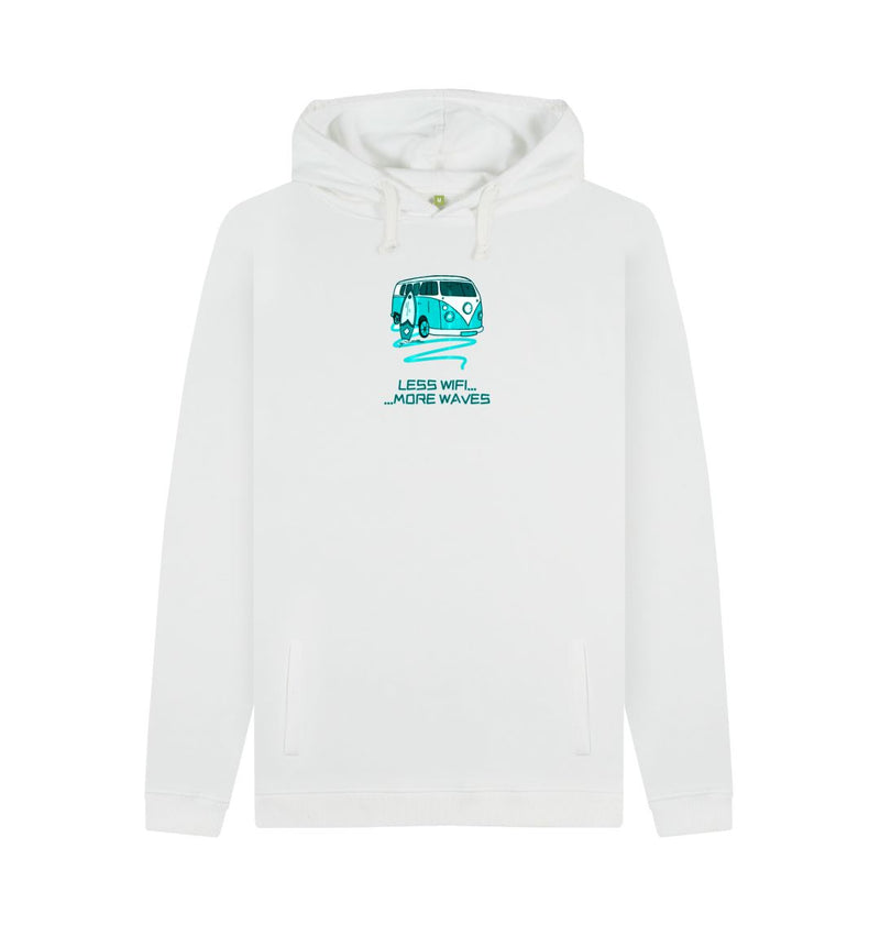 White Coral Turquoise Surf Van Organic Cotton Hoody