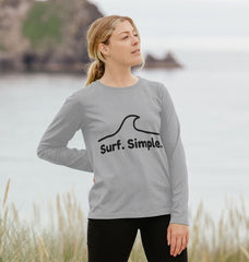 Athletic Grey Surf Simple. Women's Organic Cotton Long Sleeve T-shirt