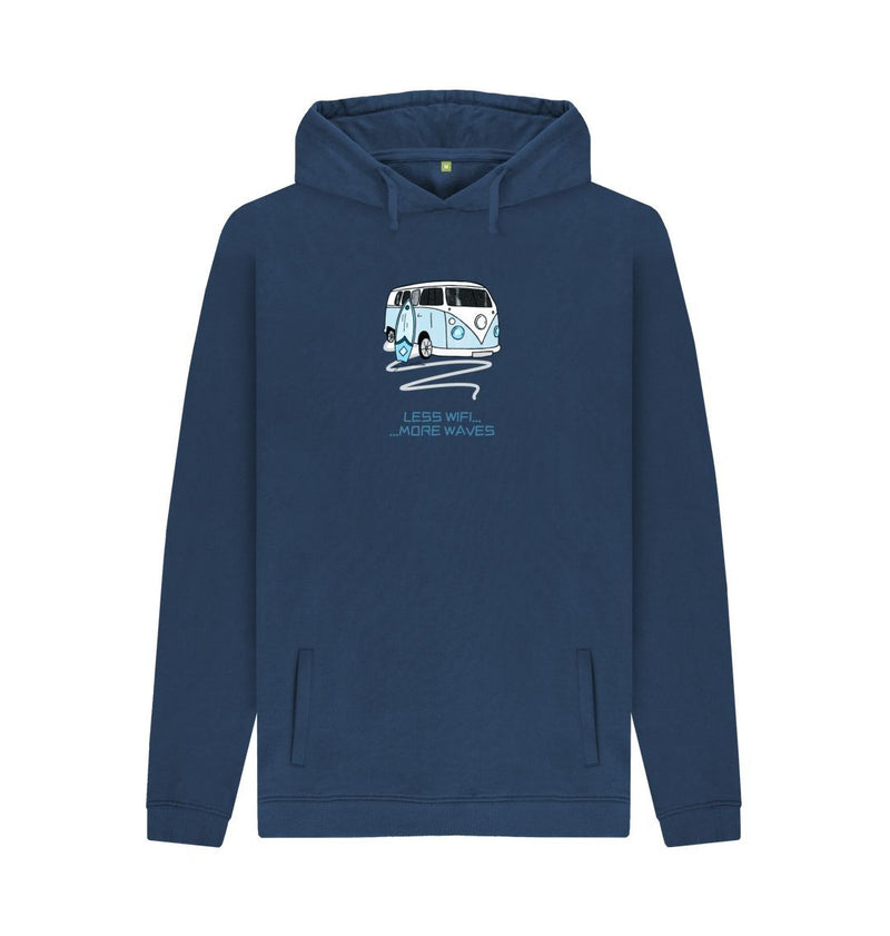 White Pastel Blue Surf Van Organic Cotton Hoody