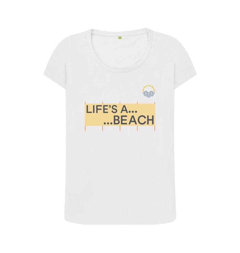 White Life's a Beach Windbreak Women's Organic Cotton T-shirt