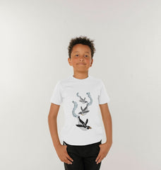 White Dive Dive Dive Penguin Children's Organic Cotton T-shirt