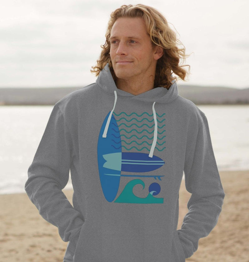 Navy Sea Surf Wave Organic Cotton Hoody