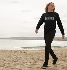 Navy Blue Chill Windbreak Organic Cotton Long Sleeve T-shirt