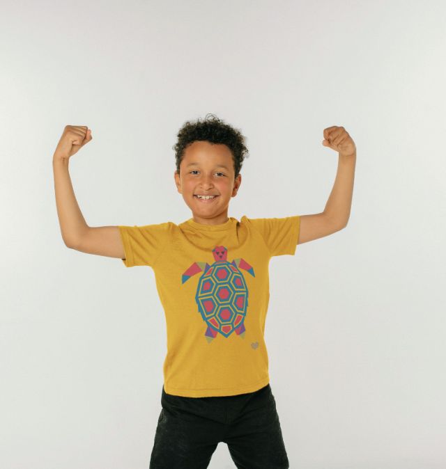 Mustard Tantalising Turtle Children's Organic Cotton T-shirt