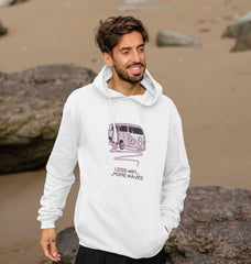 White Pastel Pink Surf Van Organic Cotton Hoody