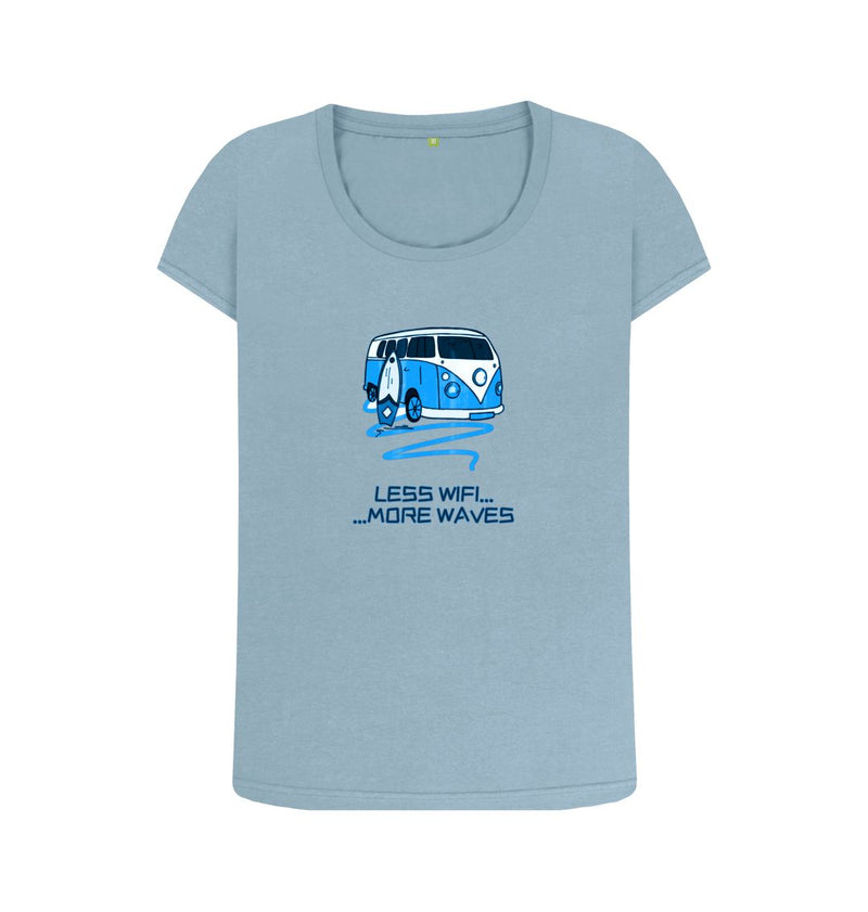 Sky Blue Coral Blue Surf Van Women's Scoop Neck Organic Cotton T-shirt