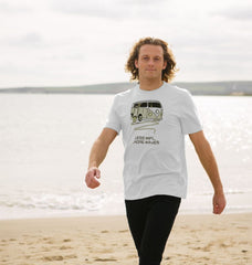 White Pastel Green Surf Van Organic Cotton T-shirt