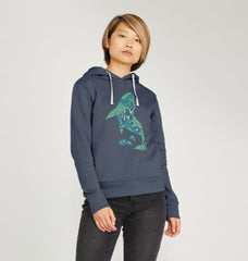 Light Heather Whale Women's Organic Cotton Hoody