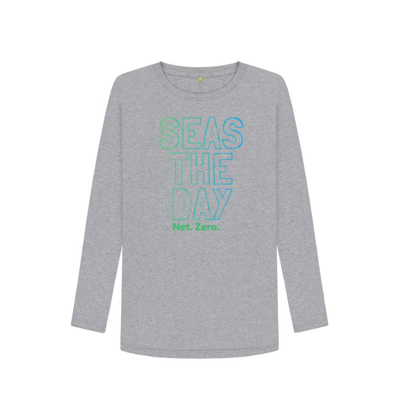 Navy Blue Seas the day Organic Cotton Women's Long Sleeve T-shirt