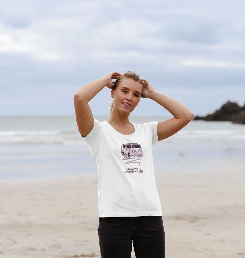 Pastel Pink Surf Van Women's Scoop Neck Organic Cotton T-shirt