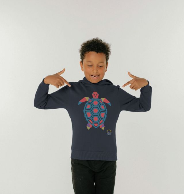 Navy Blue Tantalising Turtle Childen's Organic Cotton Hoody