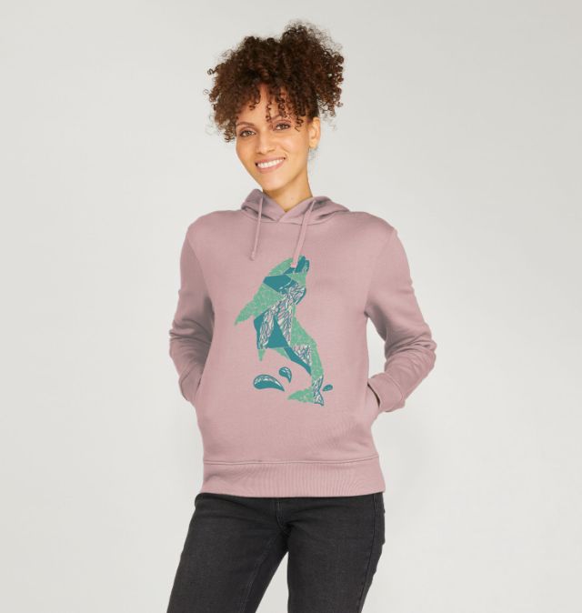 Light Heather Whale Women's Organic Cotton Hoody