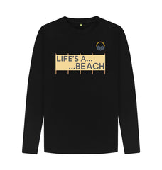 Black Life's A Beach Windbreak Organic Cotton Long Sleeve T-shirt