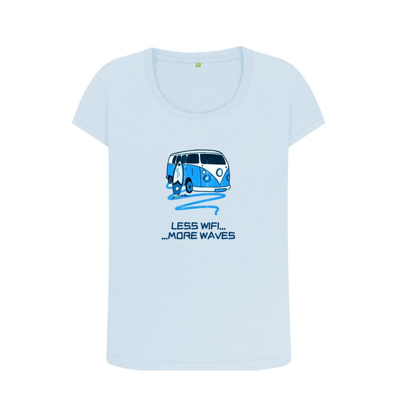 Sky Blue Coral Blue Surf Van Women's Scoop Neck Organic Cotton T-shirt