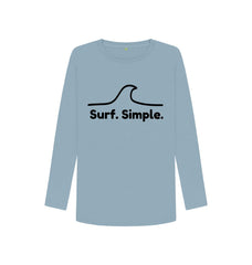 Athletic Grey Surf Simple. Women's Organic Cotton Long Sleeve T-shirt