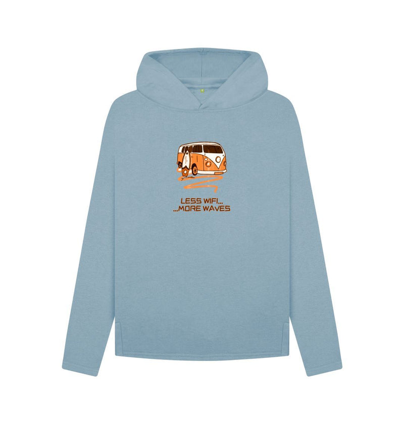 Black Coral Orange Surf Van Women's Relaxed Fit Organic Cotton Hoody