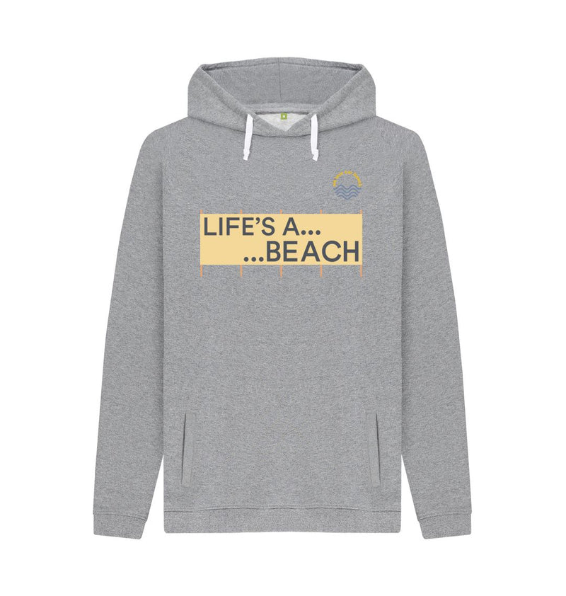 Light Heather Life's a Beach Windbreak Organic Cotton Hoody