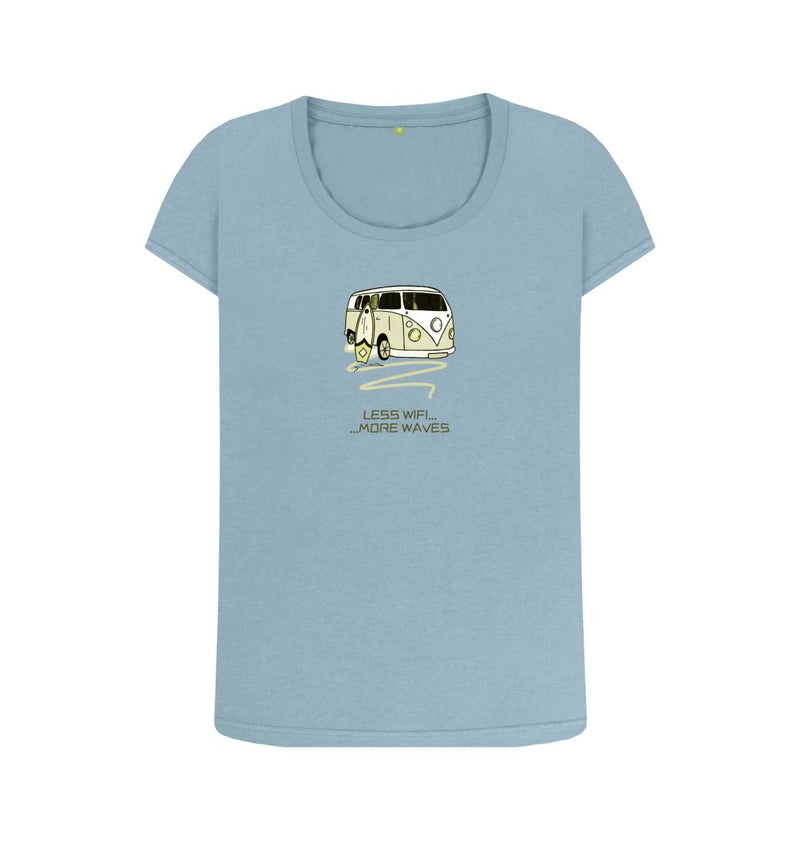 Sky Blue Pastel Green Surf Van Women's Scoop Neck Organic Cotton T-shirt