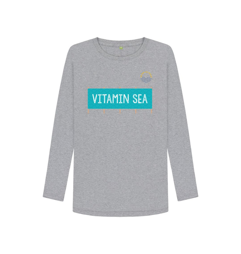 Navy Blue Vitamin Sea Windbreak Organic Cotton Women's Long Sleeve T-shirt