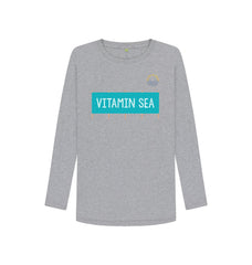 Navy Blue Vitamin Sea Windbreak Organic Cotton Women's Long Sleeve T-shirt