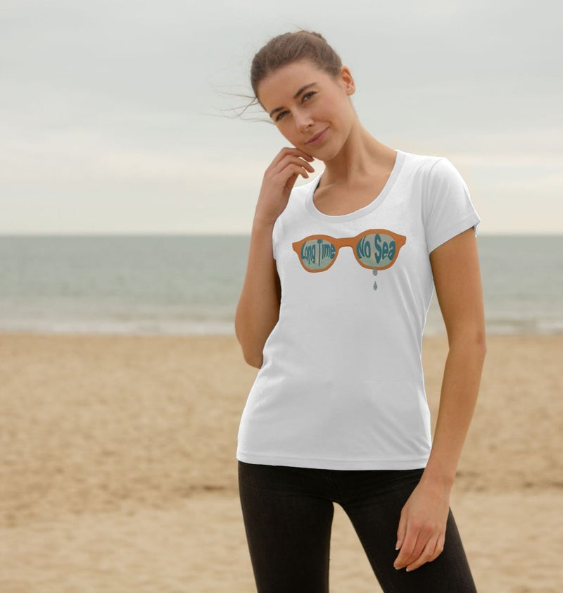 Long Time No Sea Women's Scoop Neck Organic Cotton T-shirt