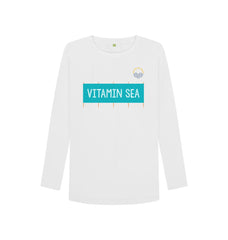 Navy Blue Vitamin Sea Windbreak Organic Cotton Women's Long Sleeve T-shirt