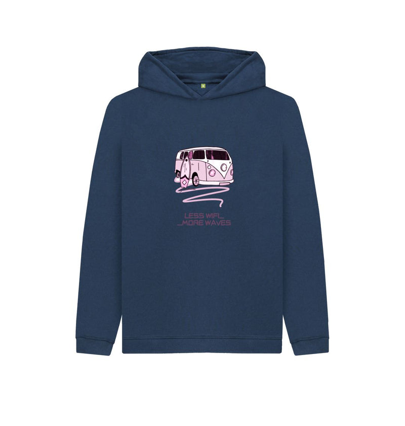 Navy Blue Pastel Pink Surf Van Children's Organic Cotton Hoody
