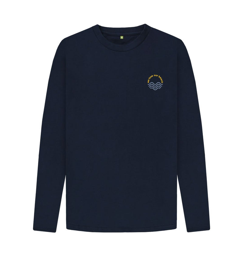 Navy Blue We love our beach Organic Cotton Long Sleeve T-shirt