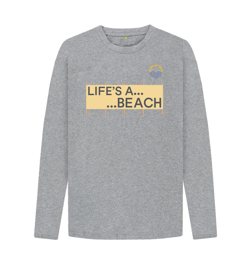 Black Life's A Beach Windbreak Organic Cotton Long Sleeve T-shirt