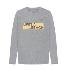 Black Life's A Beach Windbreak Organic Cotton Long Sleeve T-shirt