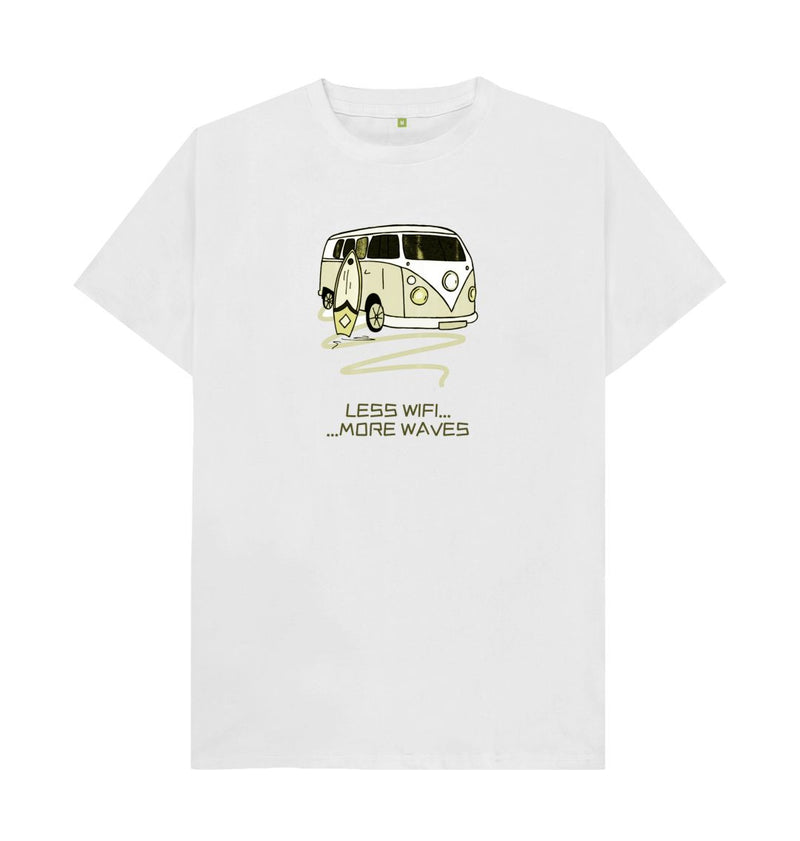 White Pastel Green Surf Van Organic Cotton T-shirt