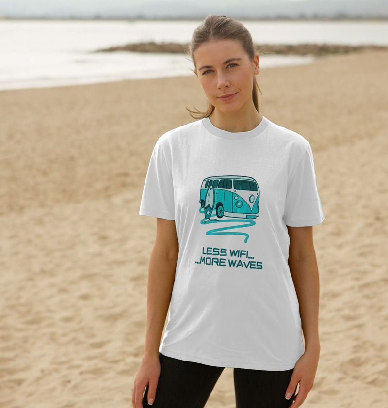 White Coral Turquoise Surf Van Organic Cotton T-shirt