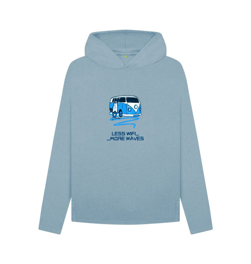 Coral Blue Surf Van Women's Relaxed Fit Organic Cotton Hoody