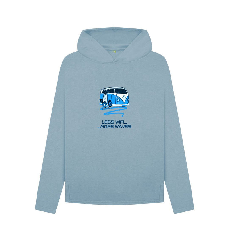 Coral Blue Surf Van Women's Relaxed Fit Organic Cotton Hoody
