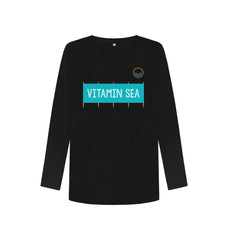 Navy Blue Vitamin Sea Windbreak Organic Cotton Women's Long Sleeve T-shirt