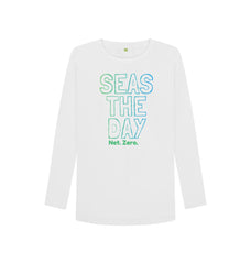 Navy Blue Seas the day Organic Cotton Women's Long Sleeve T-shirt