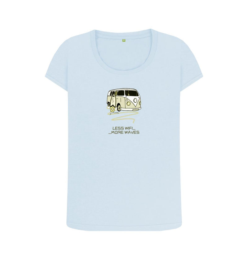 Sky Blue Pastel Green Surf Van Women's Scoop Neck Organic Cotton T-shirt